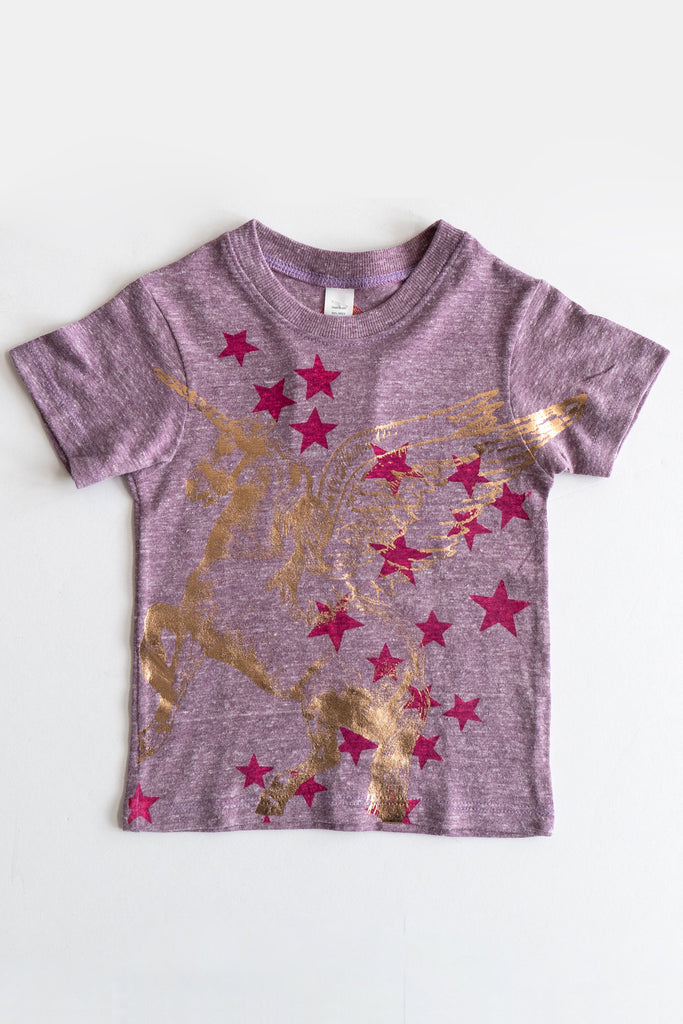 lucky fish purple wash unicorn tee
