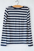 lost & found super fine navy/white stripe  slim l/s tee