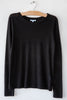 lost & found black linen slim long sleeve tee