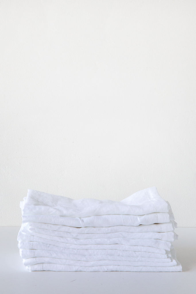 Lost & Found White Hemstitch Linen Napkin