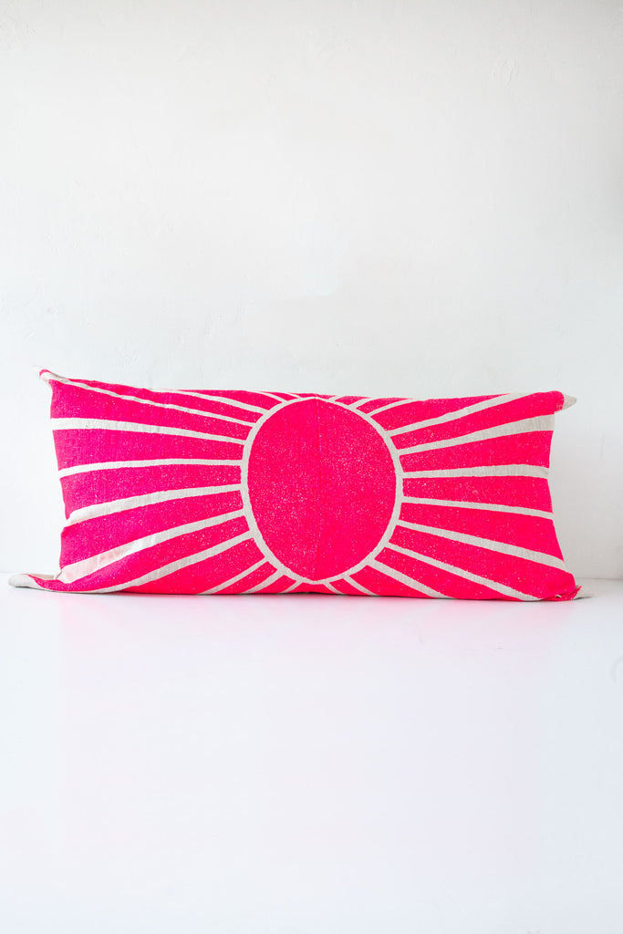 lucky fish pink sunset lumbar pillow