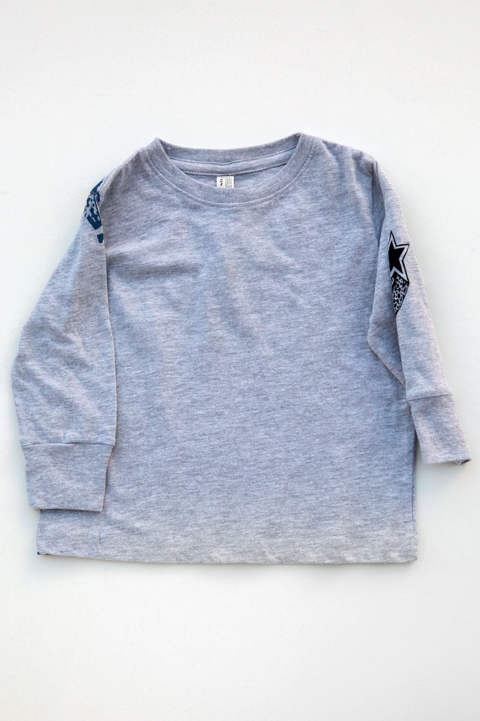 lucky fish heather grey nite skies l/s tee