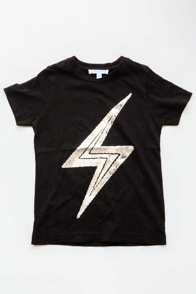 lucky fish on lost & found tee black thunderbolt