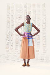 BLOCK PRINTED MULTICOLOR STRIPE DRESS