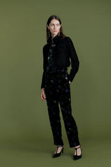 Floral Velvet Pleat Pant