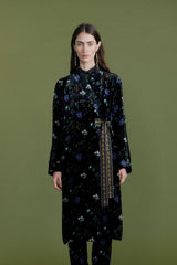 Floral Velvet Sash Coat