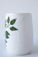 Leaves Large Vase-White