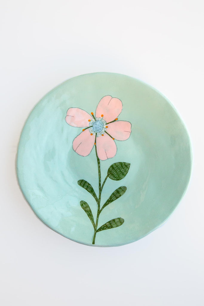 Flower Plate Medium Teal