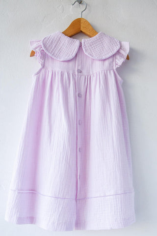 Sophie & Lucas Girls Cuddle Cotton Petal Collar Dress - Blue main image 1