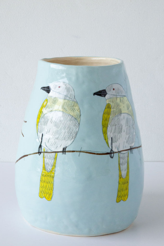 Birds Large Vase-Blue