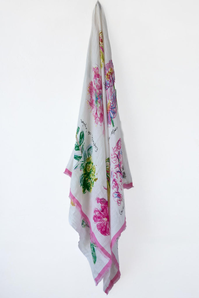 Fleurs Linen Silk Scarf