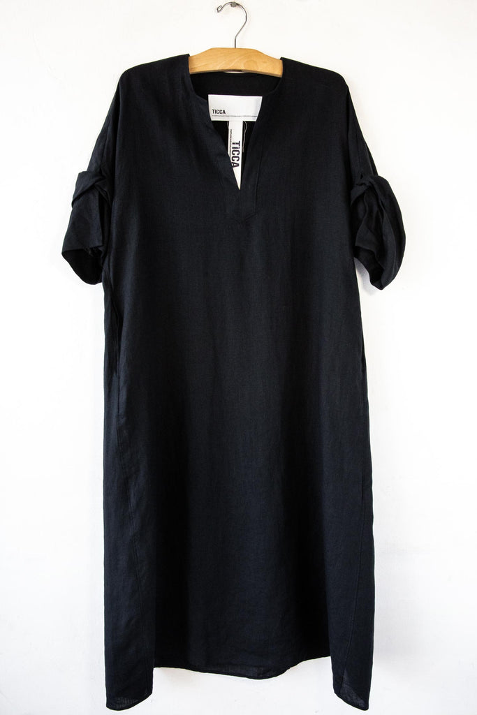 Linen Knot Sleeve Dress