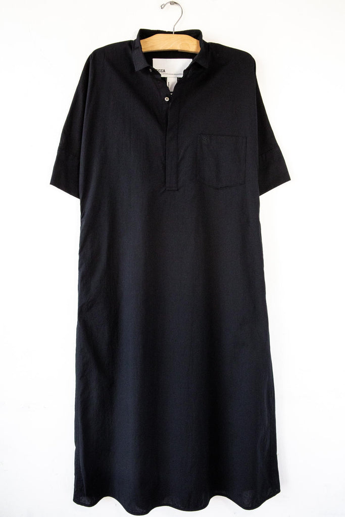 short front long back shirt dress Long shirt dress with short sleeves - Black - Sz. 40-64