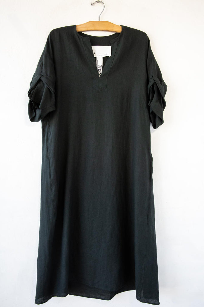 Linen Knot Sleeve Dress