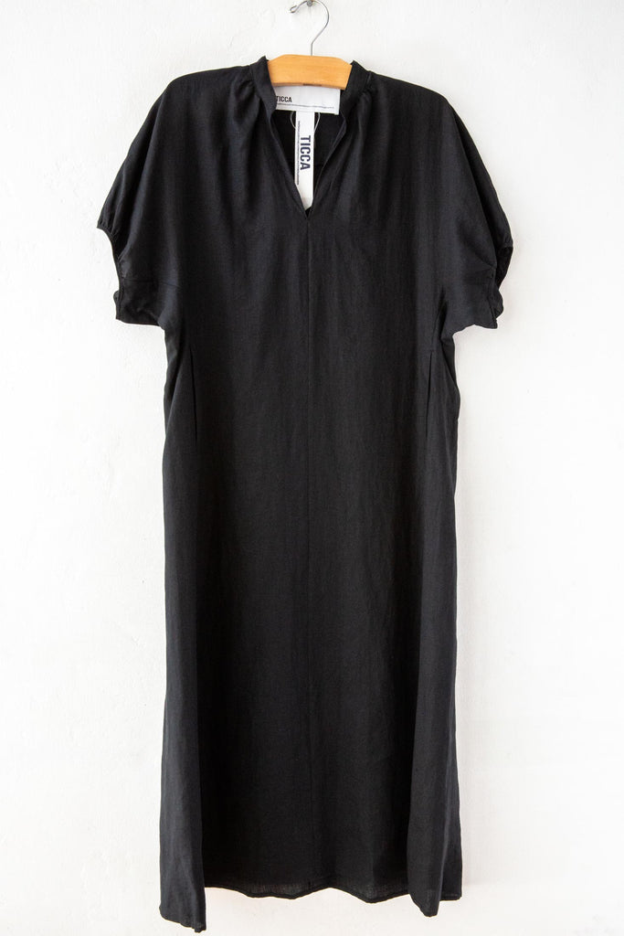 Linen Balloon Sleeve Dress