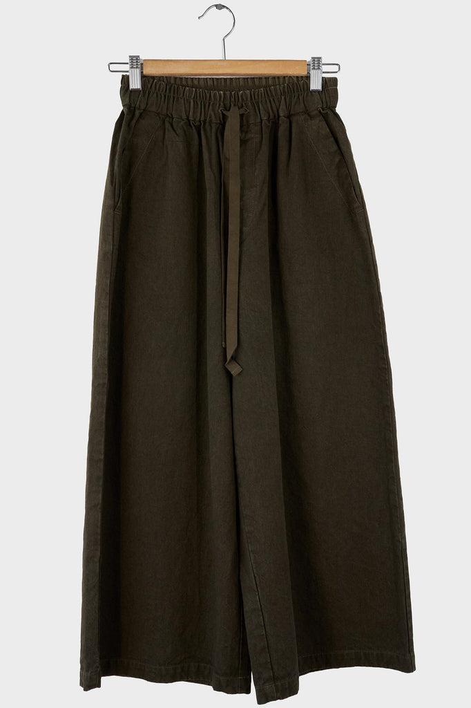 Linen Twill Crop Wide Pant