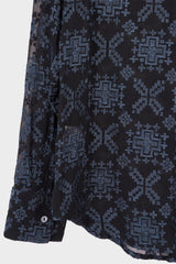 Sheer Emb Button Shirt