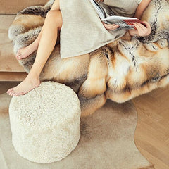 Sheepskin Round Pouf