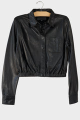 Leather Crop Boxy Shirt