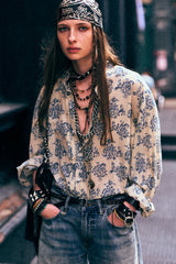 Pleated Floral Shirt