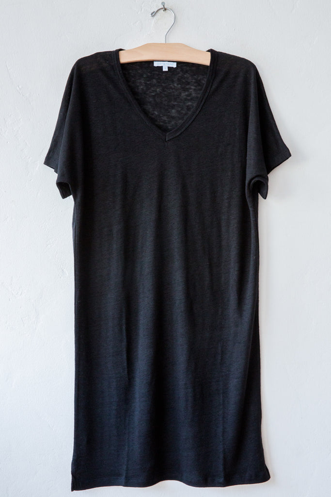 lost & found black linen short dress