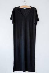 lost & found black linen long dress