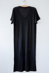 lost & found black linen long dress