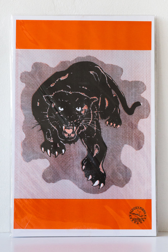 lucky fish panther risograph print