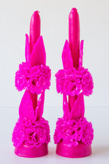 Magenta Double Floral Candle