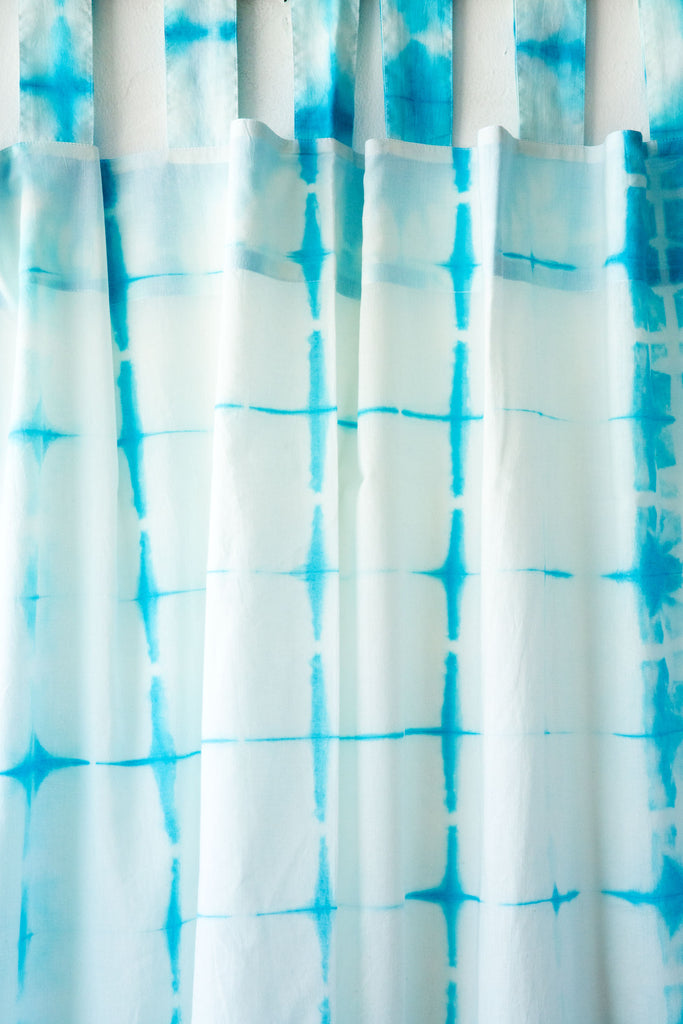Blessed White/Blue Shibori Tye Dye curtains
