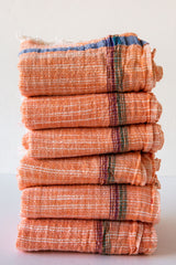 Auntie Oti Orange Salmon Slub Pinstripe Textile