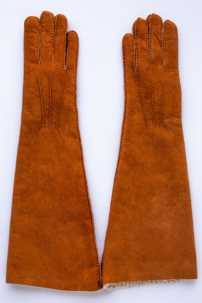 Maison Fabre Chestnut Long Gloves