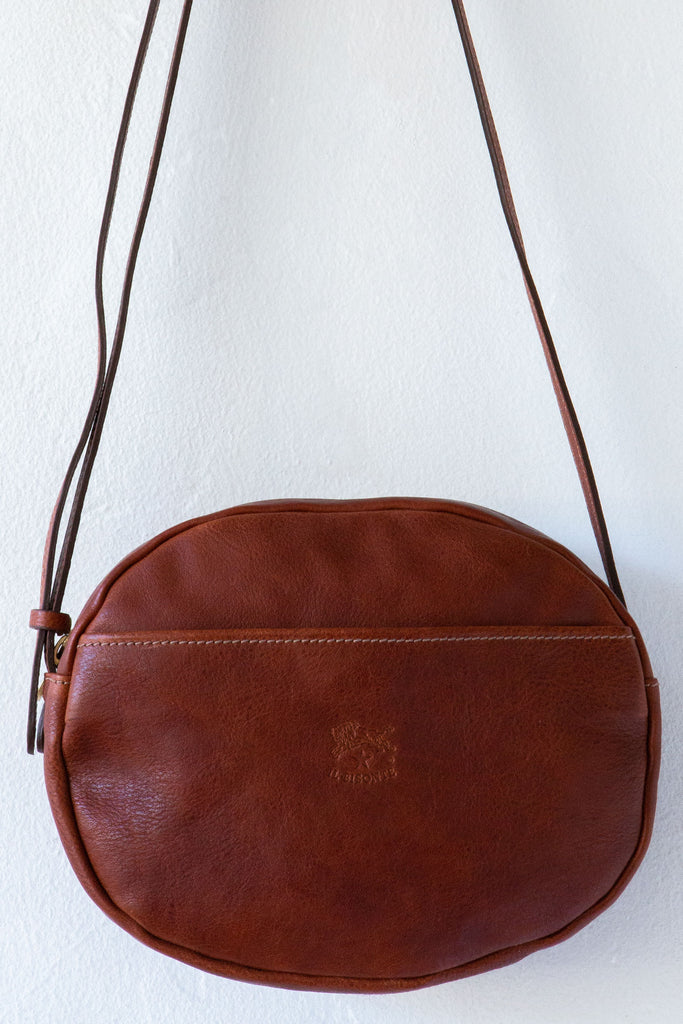 Genuine vintage IL BISONTE red leather flap shoulder bag purse crossbody