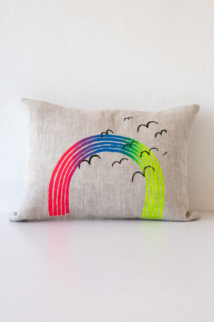 lucky fish neon rainbow pillow